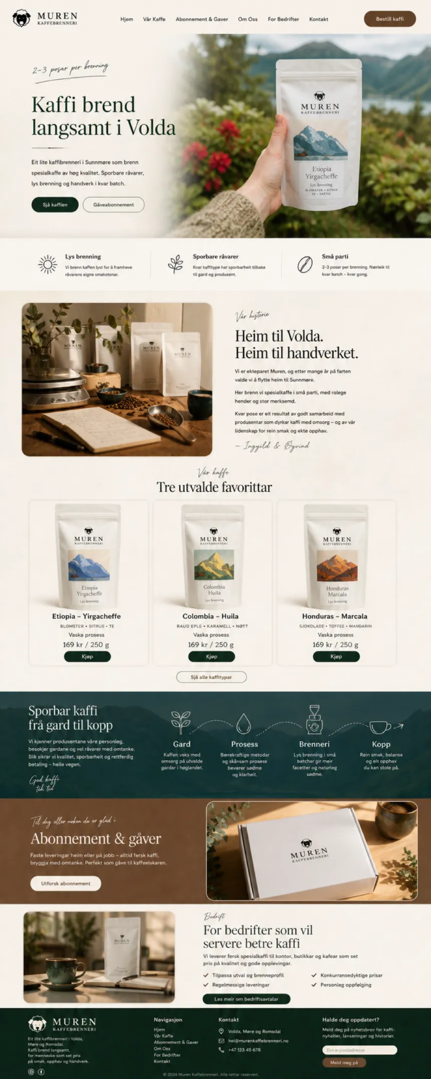 Nettside laget for Muren Kaffebrenneri